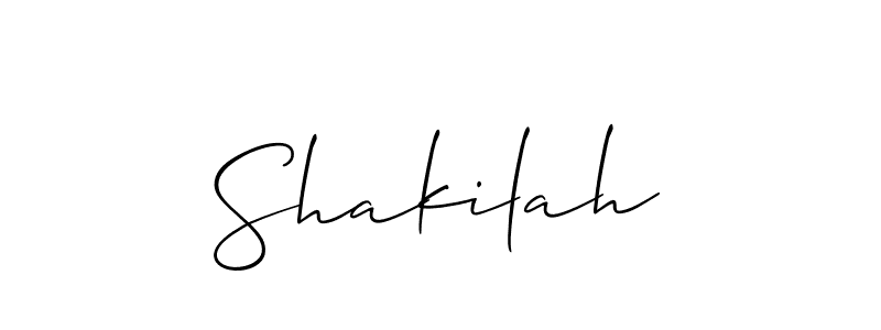 How to make Shakilah name signature. Use Allison_Script style for creating short signs online. This is the latest handwritten sign. Shakilah signature style 2 images and pictures png