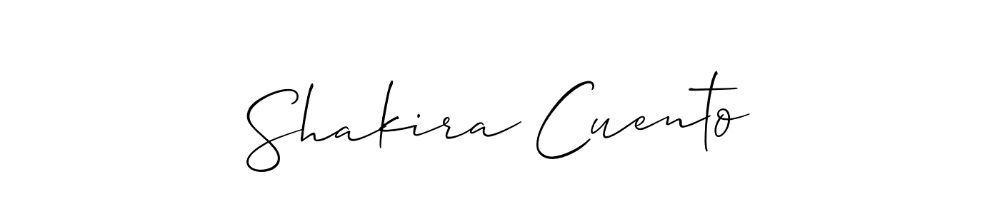 Make a beautiful signature design for name Shakira Cuento. With this signature (Allison_Script) style, you can create a handwritten signature for free. Shakira Cuento signature style 2 images and pictures png