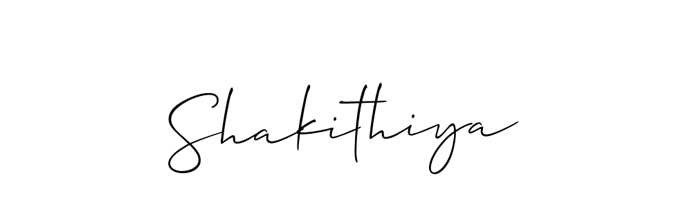 Design your own signature with our free online signature maker. With this signature software, you can create a handwritten (Allison_Script) signature for name Shakithiya. Shakithiya signature style 2 images and pictures png