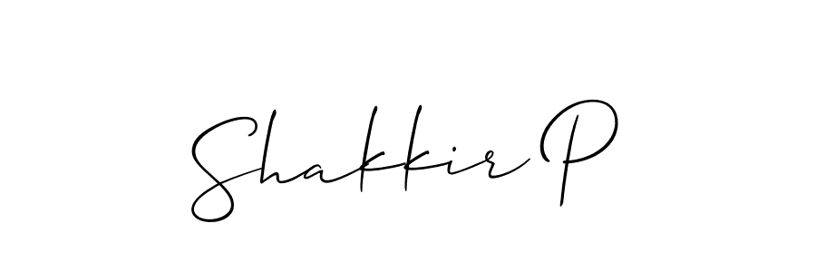 if you are searching for the best signature style for your name Shakkir P. so please give up your signature search. here we have designed multiple signature styles  using Allison_Script. Shakkir P signature style 2 images and pictures png