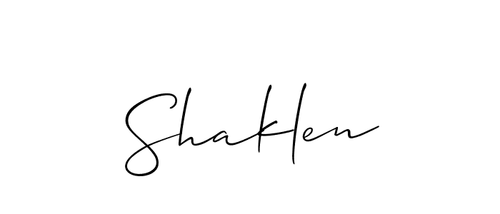 Use a signature maker to create a handwritten signature online. With this signature software, you can design (Allison_Script) your own signature for name Shaklen. Shaklen signature style 2 images and pictures png