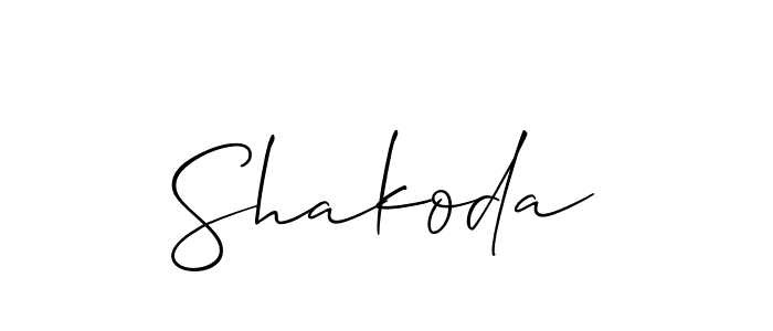 Use a signature maker to create a handwritten signature online. With this signature software, you can design (Allison_Script) your own signature for name Shakoda. Shakoda signature style 2 images and pictures png