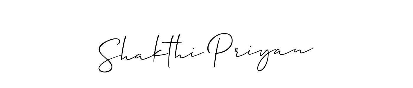 It looks lik you need a new signature style for name Shakthi Priyan. Design unique handwritten (Allison_Script) signature with our free signature maker in just a few clicks. Shakthi Priyan signature style 2 images and pictures png