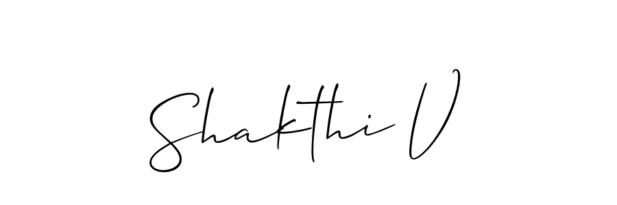 How to make Shakthi V signature? Allison_Script is a professional autograph style. Create handwritten signature for Shakthi V name. Shakthi V signature style 2 images and pictures png