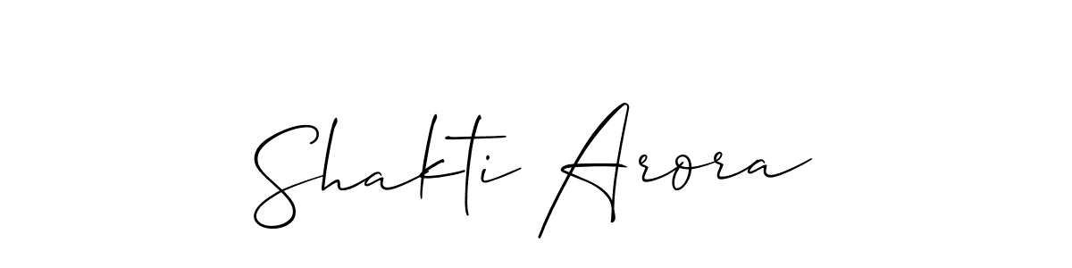 Create a beautiful signature design for name Shakti Arora. With this signature (Allison_Script) fonts, you can make a handwritten signature for free. Shakti Arora signature style 2 images and pictures png