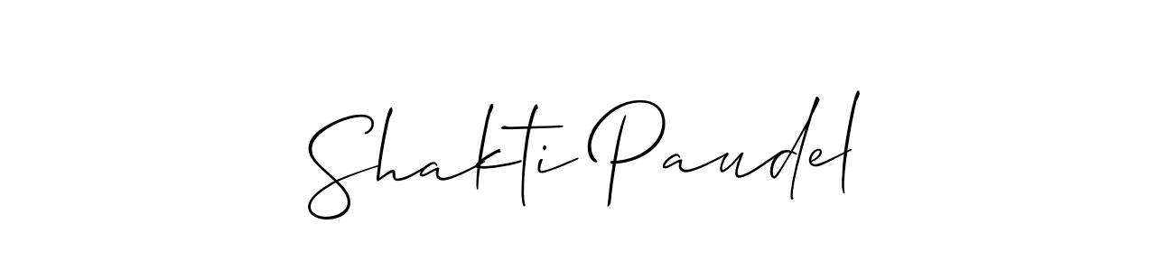 It looks lik you need a new signature style for name Shakti Paudel. Design unique handwritten (Allison_Script) signature with our free signature maker in just a few clicks. Shakti Paudel signature style 2 images and pictures png