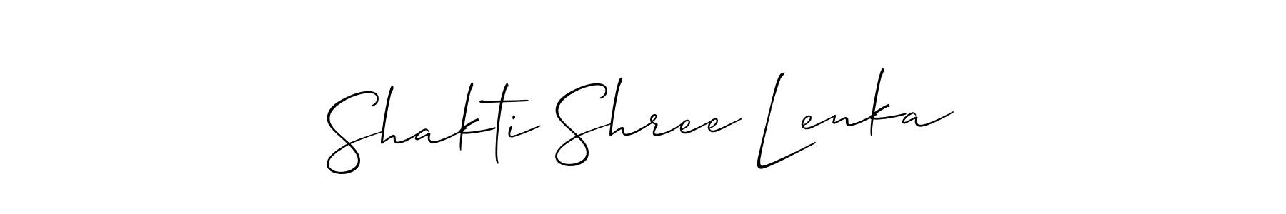 The best way (Allison_Script) to make a short signature is to pick only two or three words in your name. The name Shakti Shree Lenka include a total of six letters. For converting this name. Shakti Shree Lenka signature style 2 images and pictures png