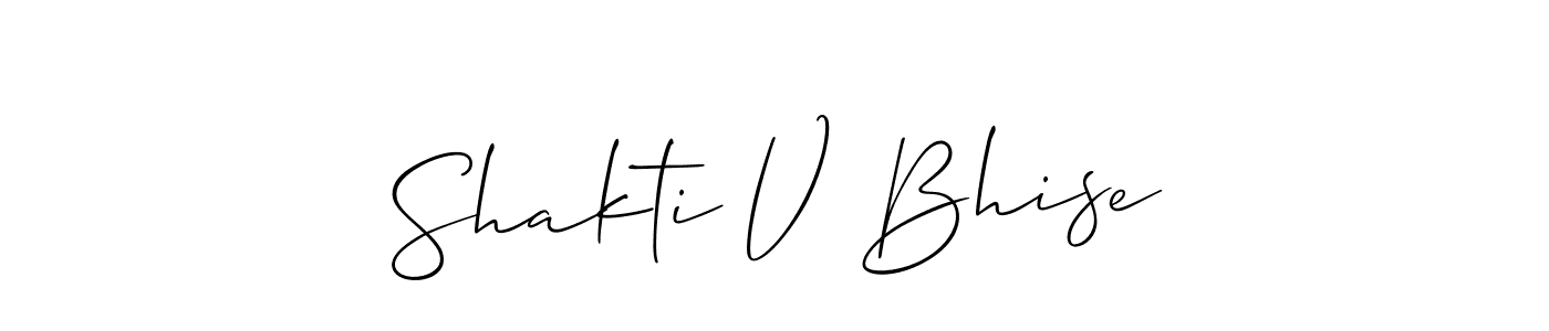 Create a beautiful signature design for name Shakti V Bhise. With this signature (Allison_Script) fonts, you can make a handwritten signature for free. Shakti V Bhise signature style 2 images and pictures png