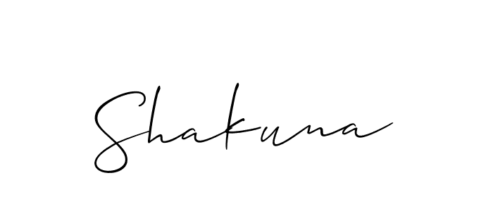 Create a beautiful signature design for name Shakuna. With this signature (Allison_Script) fonts, you can make a handwritten signature for free. Shakuna signature style 2 images and pictures png