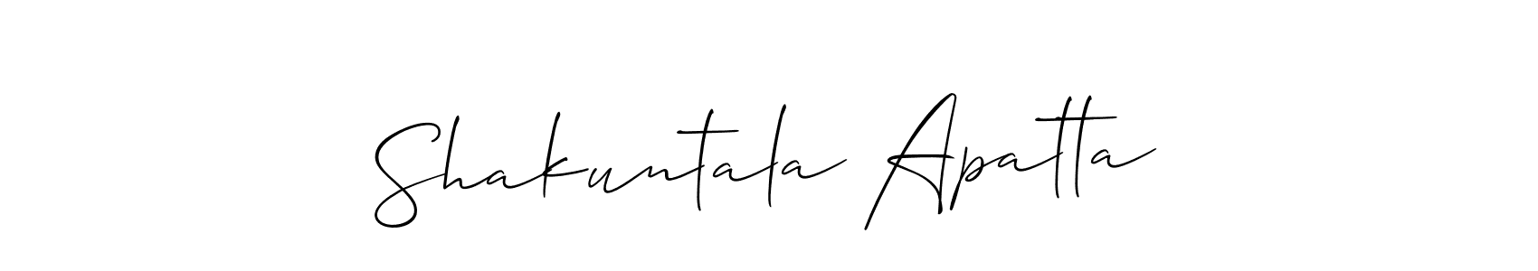 You should practise on your own different ways (Allison_Script) to write your name (Shakuntala Apatta) in signature. don't let someone else do it for you. Shakuntala Apatta signature style 2 images and pictures png