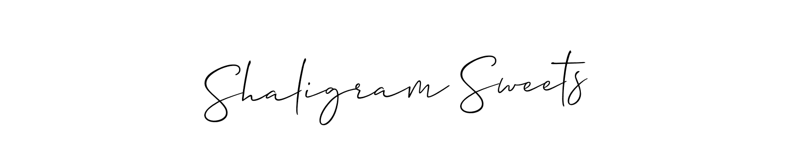 Make a beautiful signature design for name Shaligram Sweets. With this signature (Allison_Script) style, you can create a handwritten signature for free. Shaligram Sweets signature style 2 images and pictures png