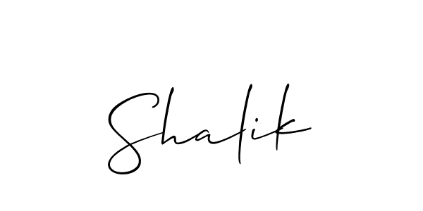 Use a signature maker to create a handwritten signature online. With this signature software, you can design (Allison_Script) your own signature for name Shalik. Shalik signature style 2 images and pictures png