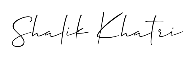 A sleek calligraphic signature for name Shalik Khatri utilizing Allison_Script styling. Great for adding personal signatures to photos and art. Shalik Khatri signature style 2 images and pictures png