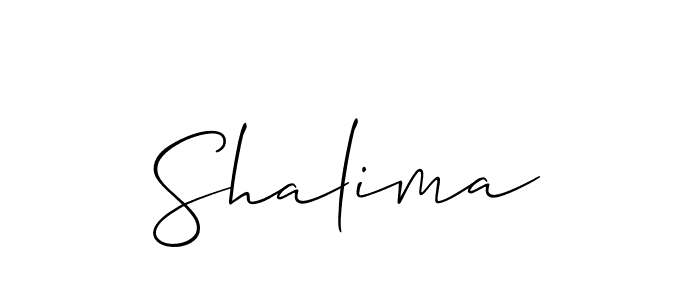 Design your own signature with our free online signature maker. With this signature software, you can create a handwritten (Allison_Script) signature for name Shalima. Shalima signature style 2 images and pictures png