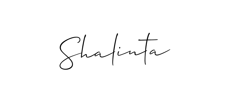 The best way (Allison_Script) to make a short signature is to pick only two or three words in your name. The name Shalinta include a total of six letters. For converting this name. Shalinta signature style 2 images and pictures png