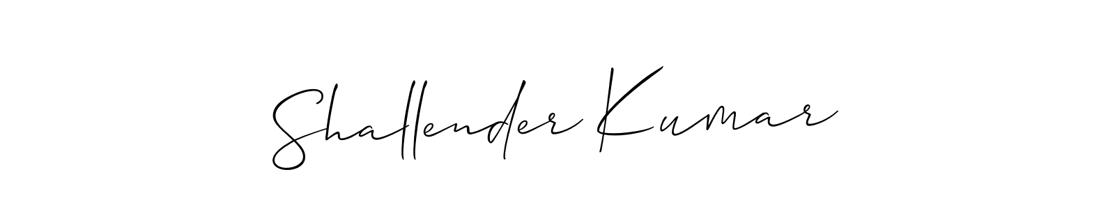 Also we have Shallender Kumar name is the best signature style. Create professional handwritten signature collection using Allison_Script autograph style. Shallender Kumar signature style 2 images and pictures png