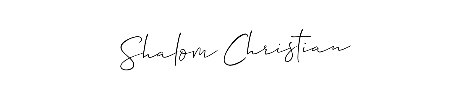 Create a beautiful signature design for name Shalom Christian. With this signature (Allison_Script) fonts, you can make a handwritten signature for free. Shalom Christian signature style 2 images and pictures png