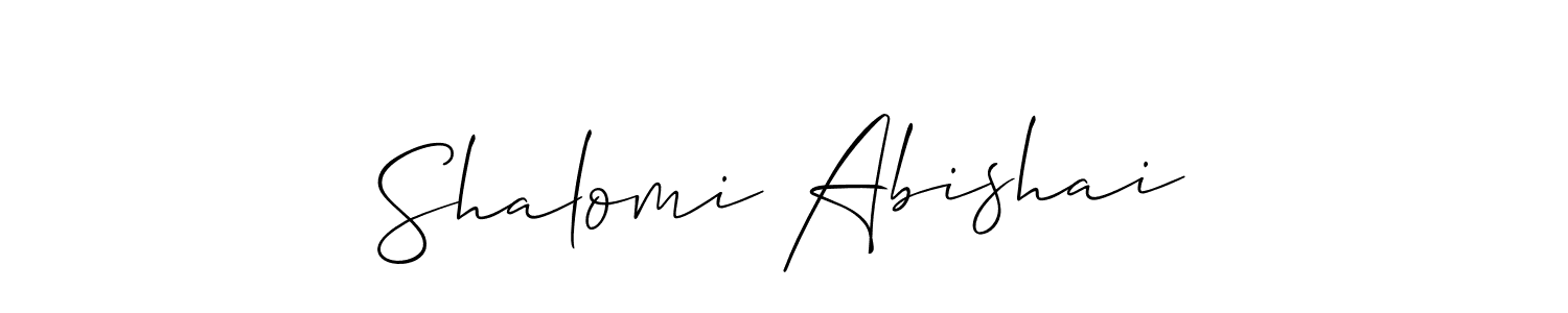 Allison_Script is a professional signature style that is perfect for those who want to add a touch of class to their signature. It is also a great choice for those who want to make their signature more unique. Get Shalomi Abishai name to fancy signature for free. Shalomi Abishai signature style 2 images and pictures png