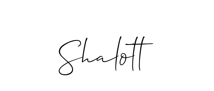 Use a signature maker to create a handwritten signature online. With this signature software, you can design (Allison_Script) your own signature for name Shalott. Shalott signature style 2 images and pictures png