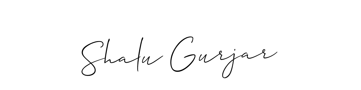 Make a beautiful signature design for name Shalu Gurjar. With this signature (Allison_Script) style, you can create a handwritten signature for free. Shalu Gurjar signature style 2 images and pictures png