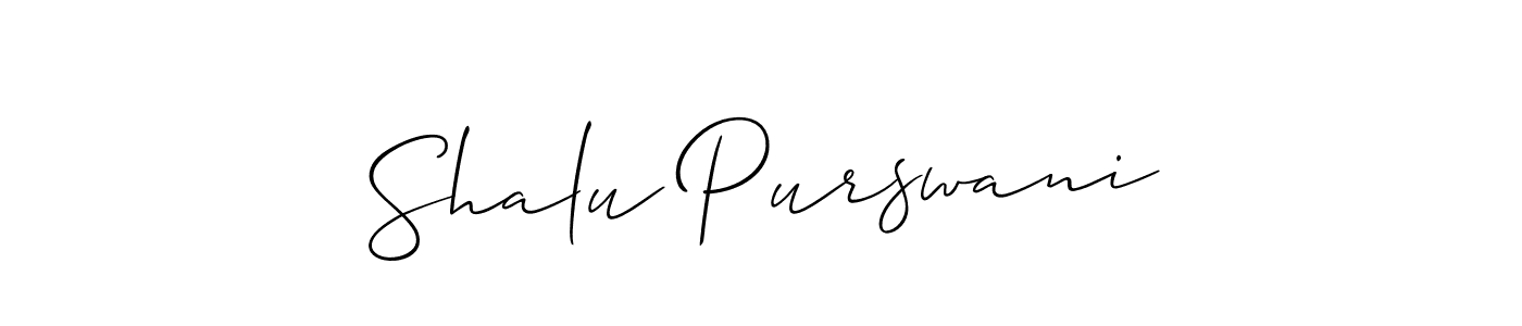 Create a beautiful signature design for name Shalu Purswani. With this signature (Allison_Script) fonts, you can make a handwritten signature for free. Shalu Purswani signature style 2 images and pictures png