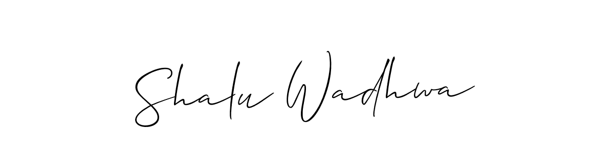 The best way (Allison_Script) to make a short signature is to pick only two or three words in your name. The name Shalu Wadhwa include a total of six letters. For converting this name. Shalu Wadhwa signature style 2 images and pictures png