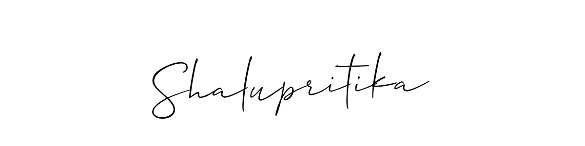 Use a signature maker to create a handwritten signature online. With this signature software, you can design (Allison_Script) your own signature for name Shalupritika. Shalupritika signature style 2 images and pictures png