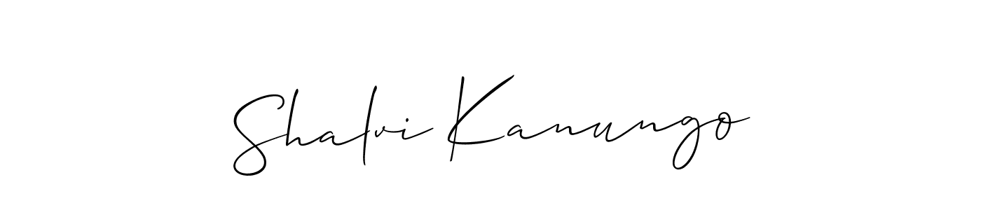 You should practise on your own different ways (Allison_Script) to write your name (Shalvi Kanungo) in signature. don't let someone else do it for you. Shalvi Kanungo signature style 2 images and pictures png