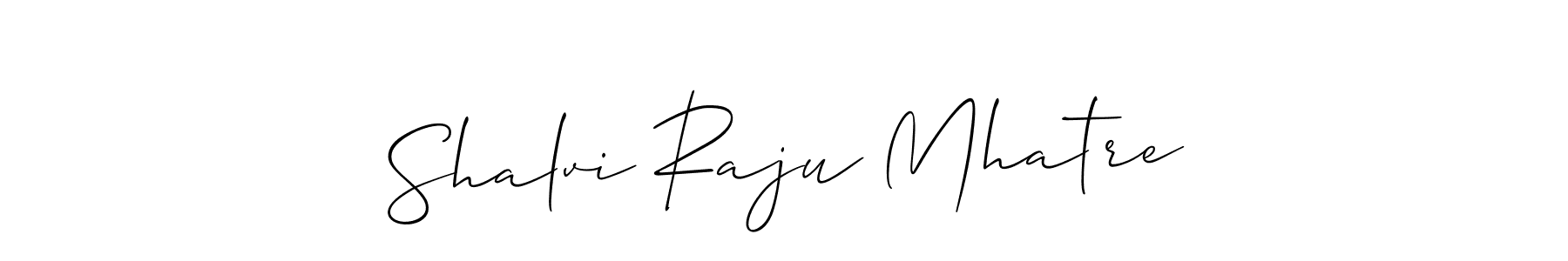 The best way (Allison_Script) to make a short signature is to pick only two or three words in your name. The name Shalvi Raju Mhatre include a total of six letters. For converting this name. Shalvi Raju Mhatre signature style 2 images and pictures png