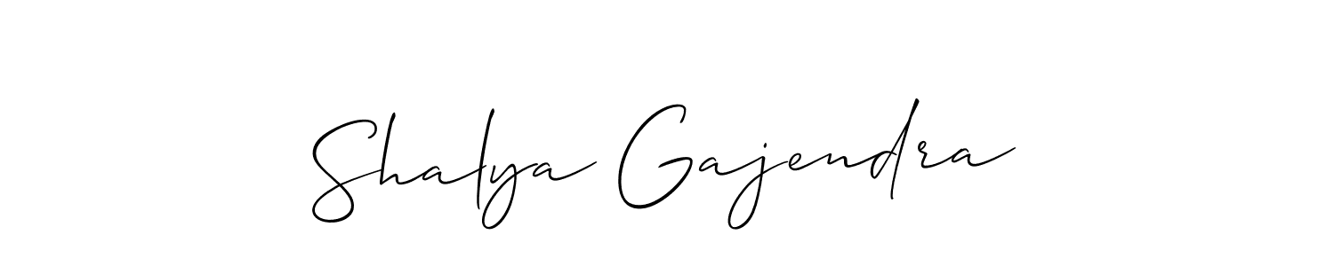 You should practise on your own different ways (Allison_Script) to write your name (Shalya Gajendra) in signature. don't let someone else do it for you. Shalya Gajendra signature style 2 images and pictures png