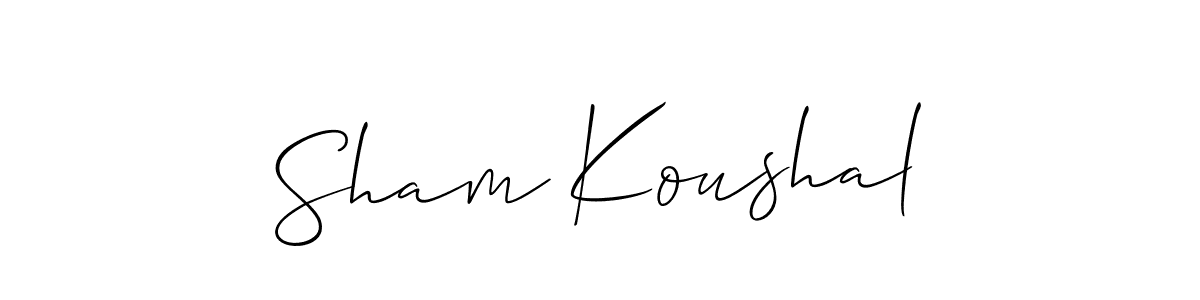 The best way (Allison_Script) to make a short signature is to pick only two or three words in your name. The name Sham Koushal include a total of six letters. For converting this name. Sham Koushal signature style 2 images and pictures png