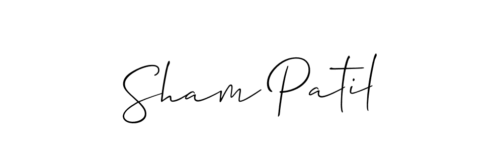 if you are searching for the best signature style for your name Sham Patil. so please give up your signature search. here we have designed multiple signature styles  using Allison_Script. Sham Patil signature style 2 images and pictures png
