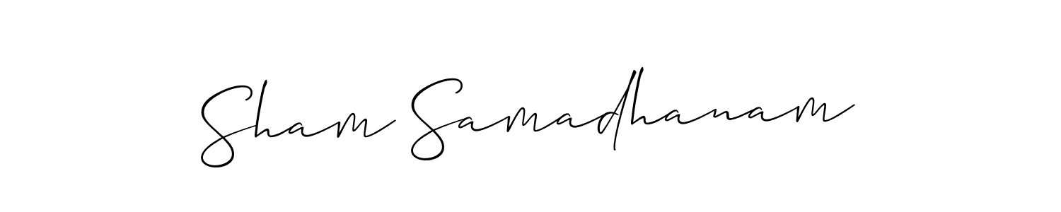 Allison_Script is a professional signature style that is perfect for those who want to add a touch of class to their signature. It is also a great choice for those who want to make their signature more unique. Get Sham Samadhanam name to fancy signature for free. Sham Samadhanam signature style 2 images and pictures png