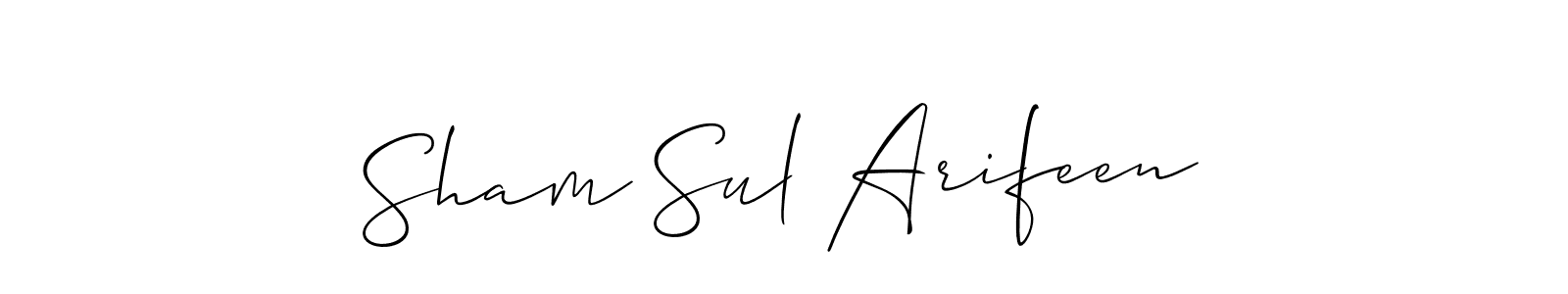 You should practise on your own different ways (Allison_Script) to write your name (Sham Sul Arifeen) in signature. don't let someone else do it for you. Sham Sul Arifeen signature style 2 images and pictures png