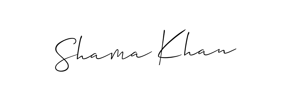 How to make Shama Khan signature? Allison_Script is a professional autograph style. Create handwritten signature for Shama Khan name. Shama Khan signature style 2 images and pictures png