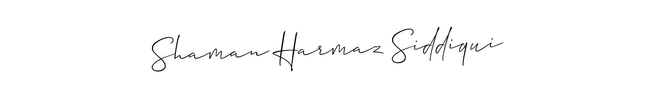 How to make Shaman Harmaz Siddiqui name signature. Use Allison_Script style for creating short signs online. This is the latest handwritten sign. Shaman Harmaz Siddiqui signature style 2 images and pictures png