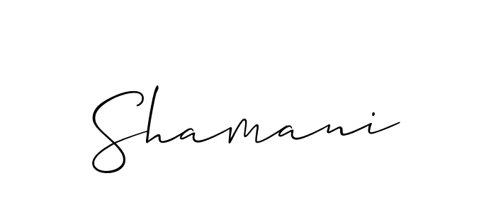 Use a signature maker to create a handwritten signature online. With this signature software, you can design (Allison_Script) your own signature for name Shamani. Shamani signature style 2 images and pictures png