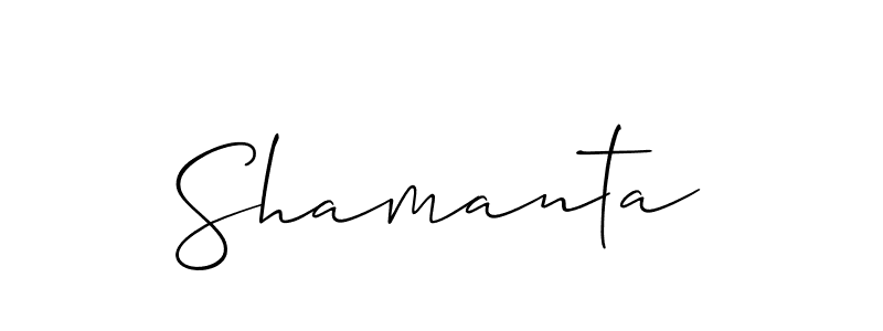 Make a beautiful signature design for name Shamanta. With this signature (Allison_Script) style, you can create a handwritten signature for free. Shamanta signature style 2 images and pictures png