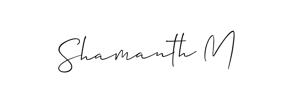 Design your own signature with our free online signature maker. With this signature software, you can create a handwritten (Allison_Script) signature for name Shamanth M. Shamanth M signature style 2 images and pictures png