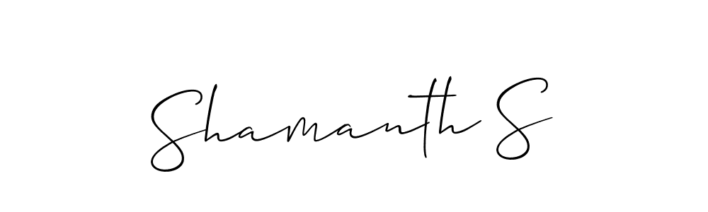 Use a signature maker to create a handwritten signature online. With this signature software, you can design (Allison_Script) your own signature for name Shamanth S. Shamanth S signature style 2 images and pictures png