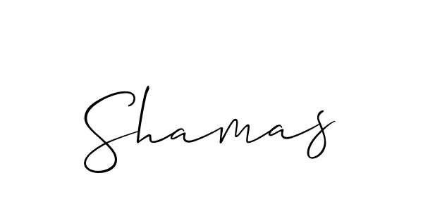 The best way (Allison_Script) to make a short signature is to pick only two or three words in your name. The name Shamas include a total of six letters. For converting this name. Shamas signature style 2 images and pictures png