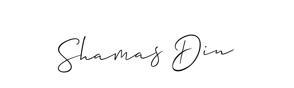 It looks lik you need a new signature style for name Shamas Din. Design unique handwritten (Allison_Script) signature with our free signature maker in just a few clicks. Shamas Din signature style 2 images and pictures png