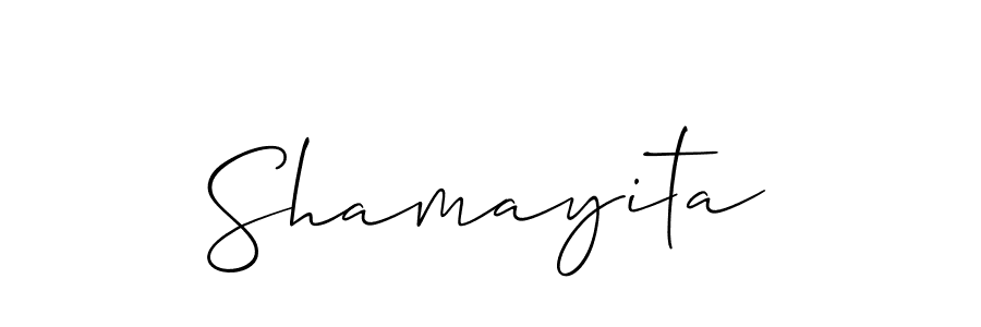 Design your own signature with our free online signature maker. With this signature software, you can create a handwritten (Allison_Script) signature for name Shamayita. Shamayita signature style 2 images and pictures png