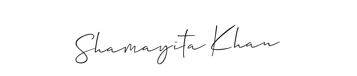 Design your own signature with our free online signature maker. With this signature software, you can create a handwritten (Allison_Script) signature for name Shamayita Khan. Shamayita Khan signature style 2 images and pictures png