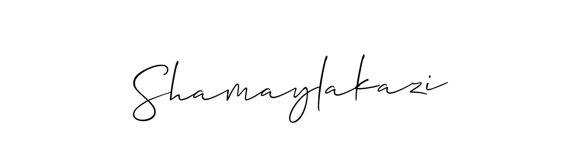How to make Shamaylakazi name signature. Use Allison_Script style for creating short signs online. This is the latest handwritten sign. Shamaylakazi signature style 2 images and pictures png