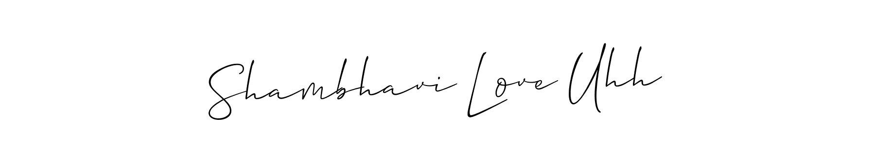 The best way (Allison_Script) to make a short signature is to pick only two or three words in your name. The name Shambhavi Love Uhh include a total of six letters. For converting this name. Shambhavi Love Uhh signature style 2 images and pictures png