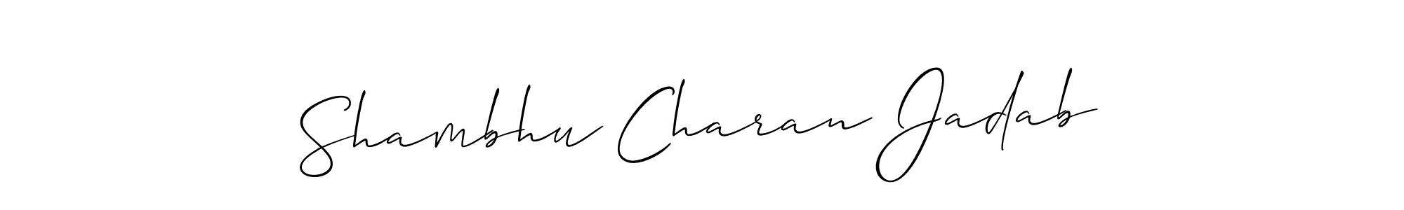 The best way (Allison_Script) to make a short signature is to pick only two or three words in your name. The name Shambhu Charan Jadab include a total of six letters. For converting this name. Shambhu Charan Jadab signature style 2 images and pictures png
