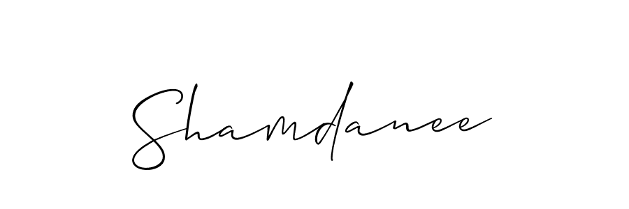 How to make Shamdanee signature? Allison_Script is a professional autograph style. Create handwritten signature for Shamdanee name. Shamdanee signature style 2 images and pictures png