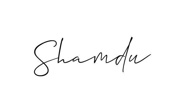 How to make Shamdu signature? Allison_Script is a professional autograph style. Create handwritten signature for Shamdu name. Shamdu signature style 2 images and pictures png