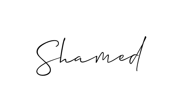 Make a beautiful signature design for name Shamed. With this signature (Allison_Script) style, you can create a handwritten signature for free. Shamed signature style 2 images and pictures png